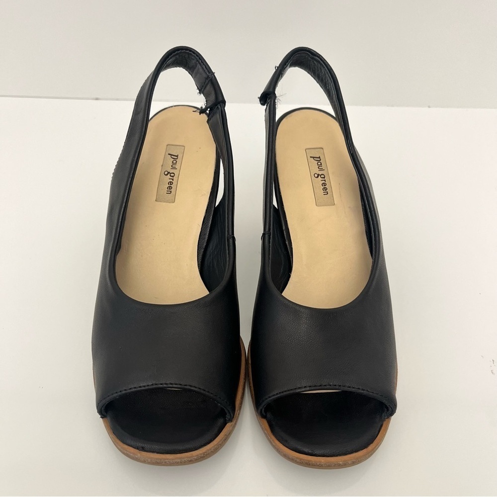 PAUL GREEN Savanah Slingback Peep Toe Leather Sandals in Black Women US 5 - Picture 6 of 13